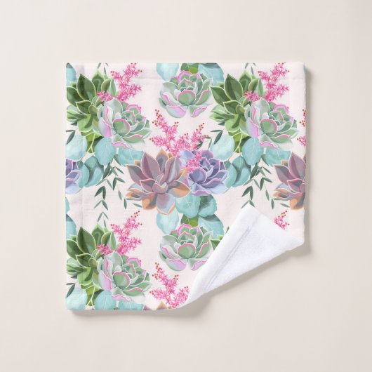 Succulente bloemen bad handdoek (Wasdoekje)