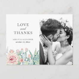 Succulente bloemen. Trouwen bloemencactus bedankt Briefkaart