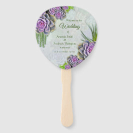 Succulente boeketten' voor een tuinbruiloft handwaaier