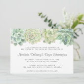 Succulente botanische groene Waterverf bruiloft Kaart (Staand voorkant)