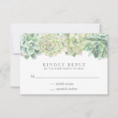 Succulente botanische groene Waterverf bruiloft RSVP Kaartje (Voorkant)