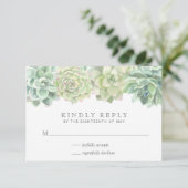 Succulente botanische groene Waterverf bruiloft RSVP Kaartje (Staand voorkant)