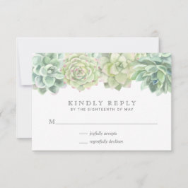 Succulente botanische groene Waterverf bruiloft RSVP Kaartje