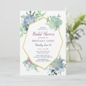 Succulente Bridal Shower Invitation Kaart (Staand voorkant)