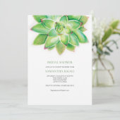 Succulente Bridal Shower Invitation, Waterverf Kaart (Staand voorkant)