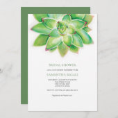 Succulente Bridal Shower Invitation, Waterverf Kaart (Voorkant / Achterkant)