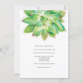 Succulente Bridal Shower Invitation, Waterverf Kaart