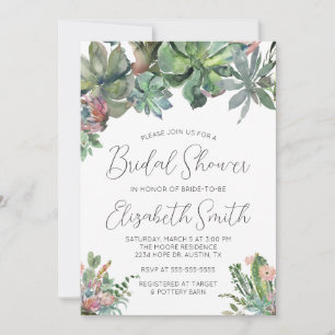 Succulente Bridal Shower Uitnodiging