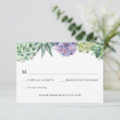 Succulente Bruiloft RSVP bijsluiter kaart (Staand voorkant)