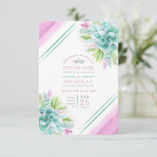 Succulente bruine bruine roze RSVP (Staand voorkant)