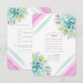 Succulente bruine bruine roze RSVP Kaartje (Voorkant / Achterkant)