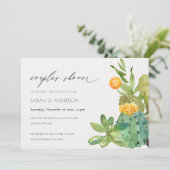 Succulente Cacti gele fauna Couples Shower Invite Bedankkaart (Staand voorkant)