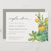 Succulente Cacti gele fauna Couples Shower Invite Bedankkaart (Voorkant / Achterkant)