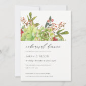 Succulente Cacti Red Flora repetitie Dinner Invite Bedankkaart (Voorkant)