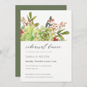 Succulente Cacti Red Flora repetitie Dinner Invite Bedankkaart (Voorkant / Achterkant)