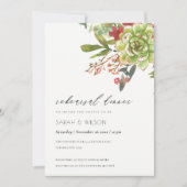 Succulente Cacti Red Flora repetitie Dinner Invite Bedankkaart (Voorkant)