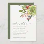 Succulente Cacti Red Flora repetitie Dinner Invite Bedankkaart (Voorkant / Achterkant)