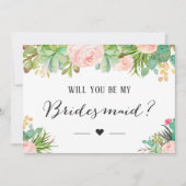 Succulente Cactus Floral zal je mijn Bridesmaid zi Kaart (Voorkant)
