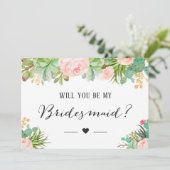 Succulente Cactus Floral zal je mijn Bridesmaid zi Kaart (Staand voorkant)