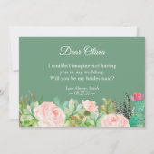 Succulente Cactus Floral zal je mijn Bridesmaid zi Kaart (Achterkant)