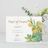 SUCCULENTE CACTUS FLORALE WATERVERF GEMAAKT VAN HO KAART (Staand voorkant)