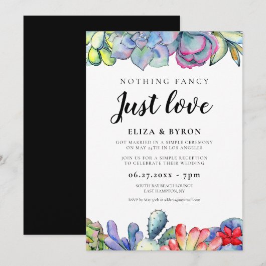 Succulente cactus, gelukkig ooit na feestje kaart (Voorkant / Achterkant)