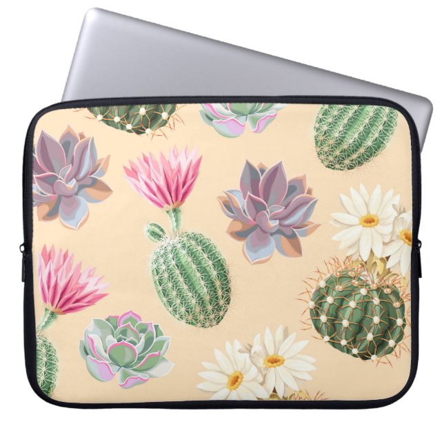 Succulente cactus: hoog detailpatroon laptop sleeve (Voorkant)