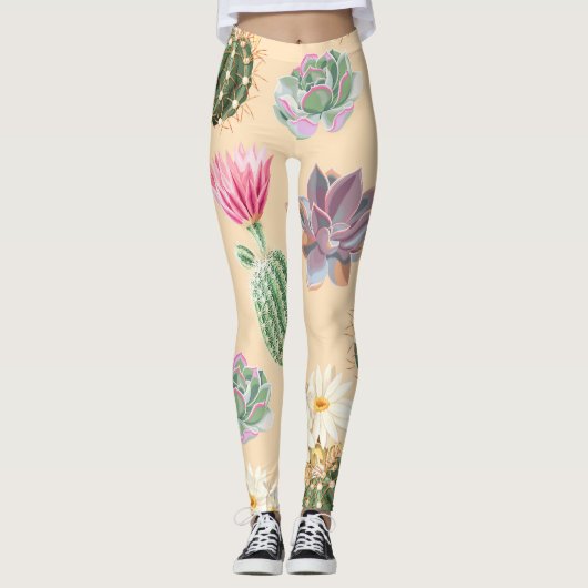 Succulente cactus: hoog detailpatroon leggings (Voorkant)