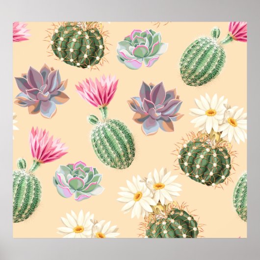 Succulente cactus: hoog detailpatroon poster (Voorkant)
