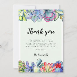 Succulente cactus waterverf Baby shower Bedankkaart