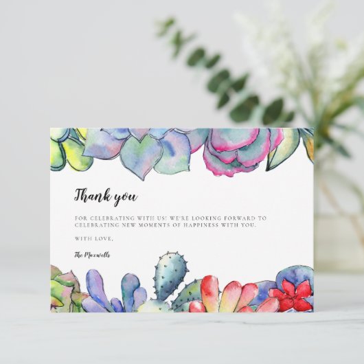Succulente cactus waterverf Baby shower Bedankkaart (Staand voorkant)