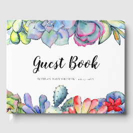 Succulente cactus waterverf Baby shower Gastenboek