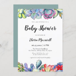 Succulente cactus waterverf Baby shower Kaart