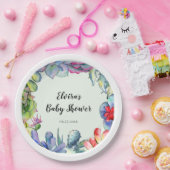 Succulente cactus waterverf Baby shower Papieren Bordje (Feest)