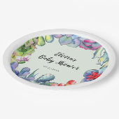 Succulente cactus waterverf Baby shower Papieren Bordje (Gekanteld)