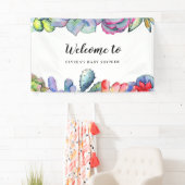 Succulente cactus waterverf Baby shower welkom Spandoek (Insitu)