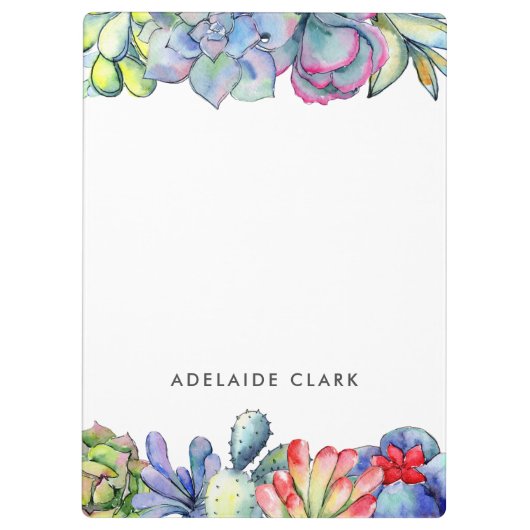 Succulente cactus waterverf klembord (Achterkant)