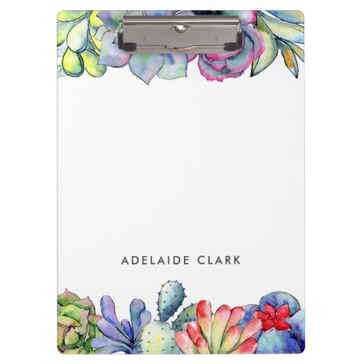 Succulente cactus waterverf klembord (Voorkant)