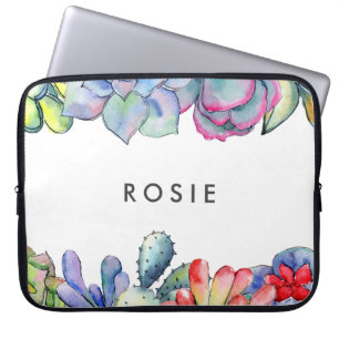Succulente cactus waterverf laptop sleeve