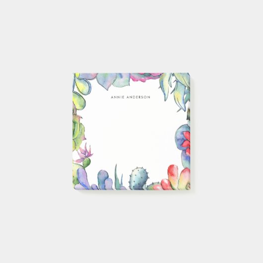 Succulente cactus waterverf post-it® notes (Voorkant)
