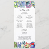 Succulente cactus waterverf programmakaart (Achterkant)