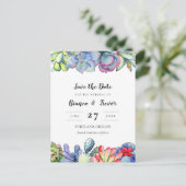 Succulente cactus waterverf Sla de datum op Briefkaart (Staand voorkant)