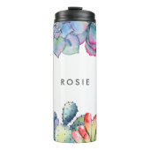 Succulente cactus waterverf thermosbeker (Voorkant)