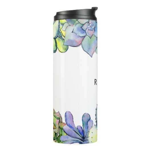 Succulente cactus waterverf thermosbeker (Gedraaid links)