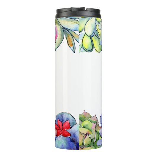 Succulente cactus waterverf thermosbeker (Achterkant)