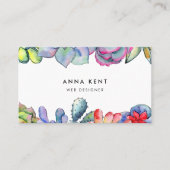 Succulente cactus waterverf visitekaartje (Voorkant)