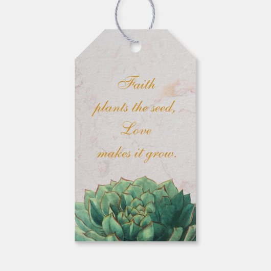 Succulente doop gunst elegante faux gouden script cadeaulabel (Achterkant)