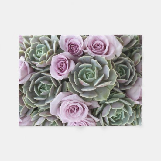 Succulente Echeverias en Rozen Vluchten Blanket Fleece Deken (Voorkant (Horizontaal))