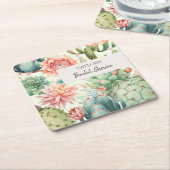 Succulente en Cactus Bloemen Kartonnen Onderzetters (Schuin)