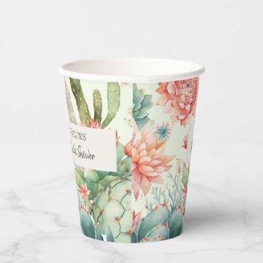 Succulente en Cactus Bloemen Papieren Bekers (Rechts)